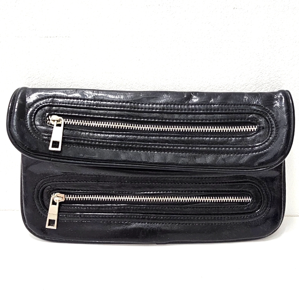 🇨🇦 Le Chateau Dark Blue Clutch Bag with Zippers - Picture 1 of 10